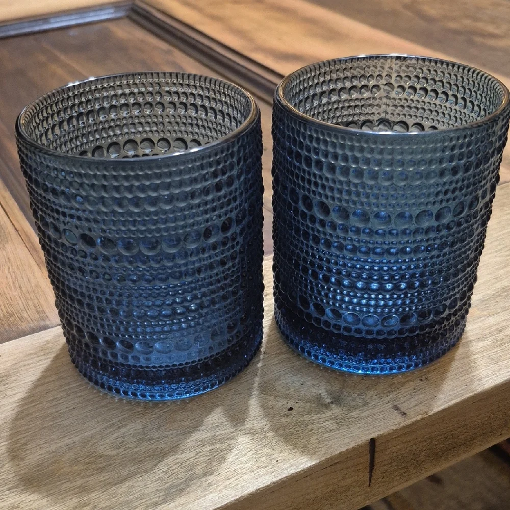 Pottery Barn Blue Bubble Glass Vases